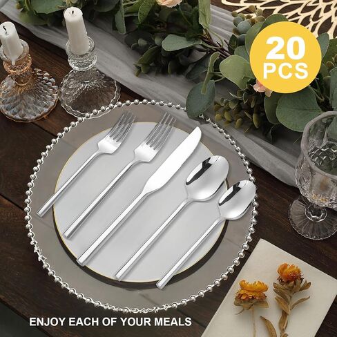 Gold 20 Piece Stainless Steel Silverware Set, Handle Flatware, Modern Mirror Finish Cutlery Set, Service for 4, Dishwasher Safe in Saudi Arabia
