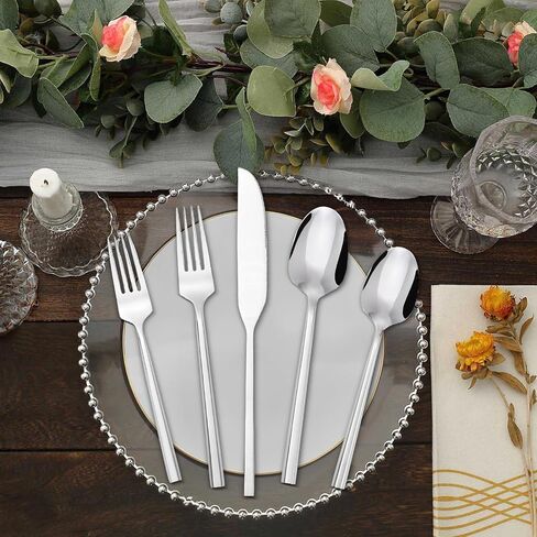 Gold 20 Piece Stainless Steel Silverware Set, Handle Flatware, Modern Mirror Finish Cutlery Set, Service for 4, Dishwasher Safe in Saudi Arabia