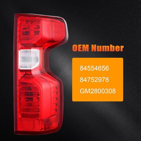Tail Light Assembly Compatible with 2019 2020 2021 2022 2023 2024 Chevy Silverado 1500 2500HD 3500HD，Replaces 84554656 84752978 GM2800308 (Right Passenger Side, Halogen) in Kuwait