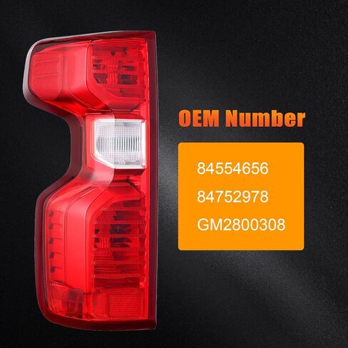 Tail Light Assembly Compatible with 2019 2020 2021 2022 2023 2024 Chevy Silverado 1500 2500HD 3500HD，Replaces 84554656 84752978 GM2800308 (Right Passenger Side, Halogen) in Kuwait