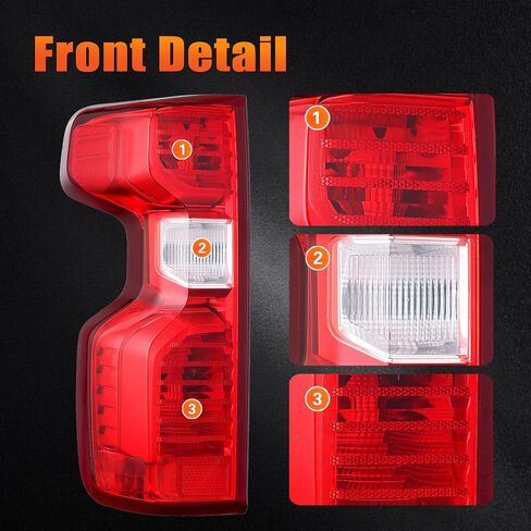 Tail Light Assembly Compatible with 2019 2020 2021 2022 2023 2024 Chevy Silverado 1500 2500HD 3500HD，Replaces 84554656 84752978 GM2800308 (Right Passenger Side, Halogen) in Kuwait