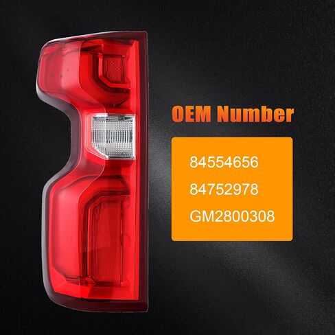 Tail Light Assembly Compatible with 2019 2020 2021 2022 2023 2024 Chevy Silverado 1500 2500HD 3500HD，Replaces 84554656 84752978 GM2800308 (Right Passenger Side, Halogen) in Kuwait