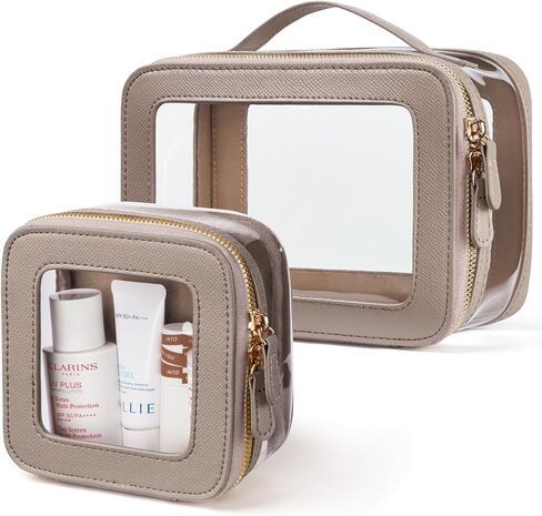 4 Pcs Clear Cosmetic Bag Set for Women Makeup Bag with Handle, Travel Toiletry Bag Transparent Cosmetic Case Portable Make Up Organizer Bag for Essentials in Kuwait