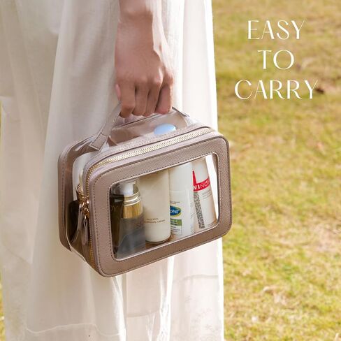 4 Pcs Clear Cosmetic Bag Set for Women Makeup Bag with Handle, Travel Toiletry Bag Transparent Cosmetic Case Portable Make Up Organizer Bag for Essentials in Kuwait