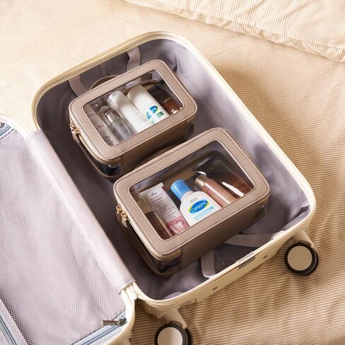 4 Pcs Clear Cosmetic Bag Set for Women Makeup Bag with Handle, Travel Toiletry Bag Transparent Cosmetic Case Portable Make Up Organizer Bag for Essentials in Kuwait