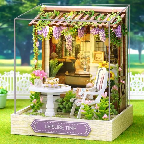 مجموعة DIY Miniature House Kit ، مجموعة Mini House Building مع حركة LED & Music ، مجموعة Miniature Kit للبالغين في سن المراهقة ، مجموعة Dollhouse ، جناح الأوركيد الأنيقة in Kuwait