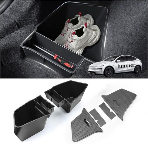 Trunk Storage Bins Trunk Organizer for 2025 2026 Tesla Model Y Juniper 5-Seater, 2PCS Large-Capacity Rear Side Storage Boxes with Under-Panel Compartment for Model Y Juniper Interior Accessories in Kuwait