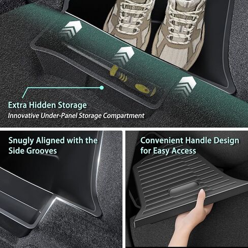 Trunk Storage Bins Trunk Organizer for 2025 2026 Tesla Model Y Juniper 5-Seater, 2PCS Large-Capacity Rear Side Storage Boxes with Under-Panel Compartment for Model Y Juniper Interior Accessories in Kuwait