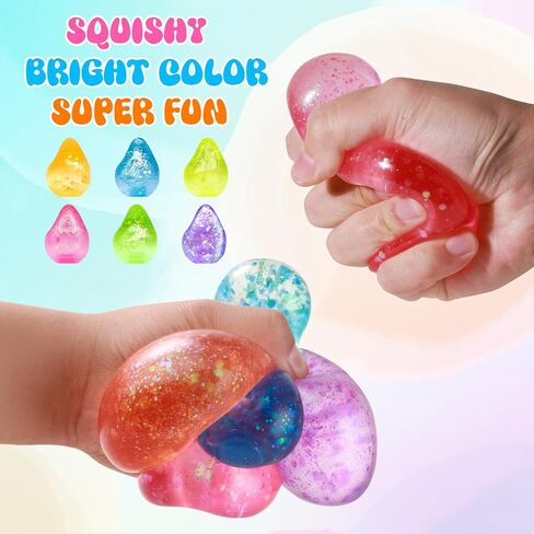 Magic Flour Stress Balls for Kids - 6 Pack Fidget Toys Squishy, Squeezy, Stretchy Sensory Balls - Color-Changing Fun for Anxiety Relief, Party Favors, Classroom Prizes, and Stress Relief Gifts in Saudi Arabia