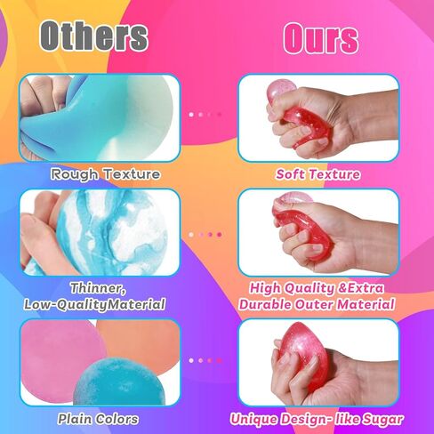 Magic Flour Stress Balls for Kids - 6 Pack Fidget Toys Squishy, Squeezy, Stretchy Sensory Balls - Color-Changing Fun for Anxiety Relief, Party Favors, Classroom Prizes, and Stress Relief Gifts in Saudi Arabia