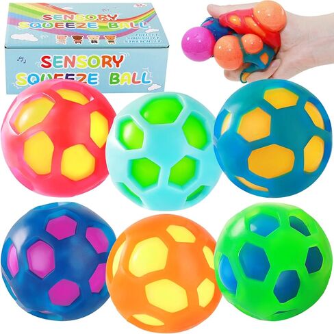 Magic Flour Stress Balls for Kids - 6 Pack Fidget Toys Squishy, Squeezy, Stretchy Sensory Balls - Color-Changing Fun for Anxiety Relief, Party Favors, Classroom Prizes, and Stress Relief Gifts in Kuwait