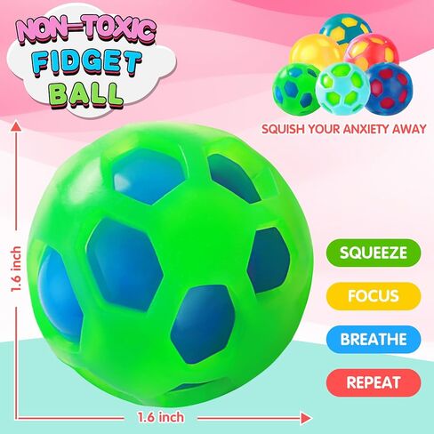 Magic Flour Stress Balls for Kids - 6 Pack Fidget Toys Squishy, Squeezy, Stretchy Sensory Balls - Color-Changing Fun for Anxiety Relief, Party Favors, Classroom Prizes, and Stress Relief Gifts in Kuwait