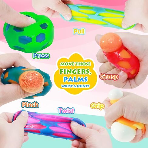 Magic Flour Stress Balls for Kids - 6 Pack Fidget Toys Squishy, Squeezy, Stretchy Sensory Balls - Color-Changing Fun for Anxiety Relief, Party Favors, Classroom Prizes, and Stress Relief Gifts in Kuwait