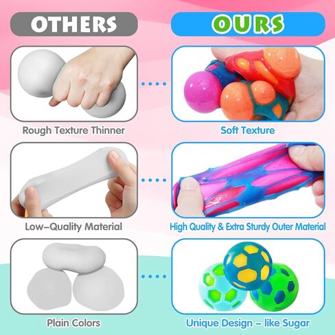 Magic Flour Stress Balls for Kids - 6 Pack Fidget Toys Squishy, Squeezy, Stretchy Sensory Balls - Color-Changing Fun for Anxiety Relief, Party Favors, Classroom Prizes, and Stress Relief Gifts in Kuwait