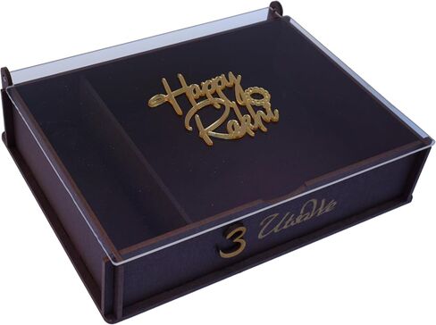 صندوق الهدايا راخي | صندوق هدايا مع زوجين قذيفة وزوجة شرابة Rakhi داخل + Roli و Chawal و Carding Card و Thali Set و Chocolates | شل راخي | عائق هدية راخي (زوجين ايليغانت راخي) in Saudi Arabia