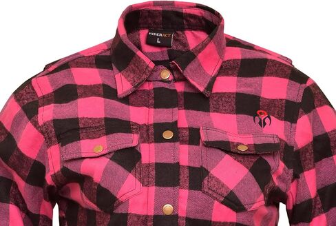 Women Motorcycle Flannel Shirt Road Series Pink & Black Motorbike Jacket Riding Gear Shirt with CE Armors in Saudi Arabia