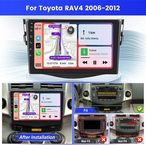 راديو ستيريو للسيارة 2+32G Android 13 لسيارة Toyota RAV4 2006-2012، وحدة رأس شاشة لمس عالية الدقة 9 بوصة مع Apple CarPlay Android Auto اللاسلكي، كاميرا احتياطية AHD، وصلة مرآة، GPS، WiFi، DSP in Saudi Arabia