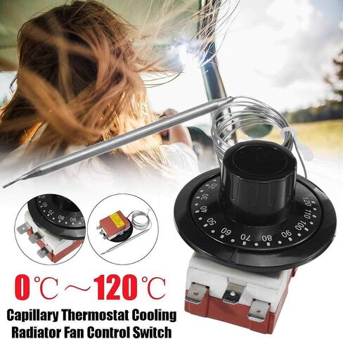 MACHSWON Capillary Car Thermostat, TS-120SR Cooling Radiator Fan Temperature Control Switch, Adjustable 0-120°C Heating/Cooling in Saudi Arabia