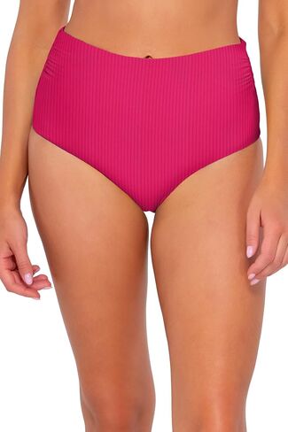 Sunsets Capri High Waist Women's Swimsuit Bikini Bottom in Ribbed Fabric in Saudi Arabia
