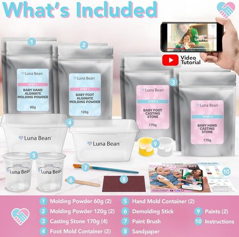 Luna Bean Baby Footprint & Hand Casting Kit – Newborn Milestone Keepsake Kit for Boys & Girls - Baby Shower Gifts Registry Must Have in Kuwait