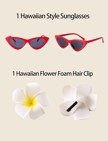 Hawaiian Girls Red Dress Costume,Sunglasses,Flower Hair Clip,Princess Sundress for Girls Halloween Cosplay Beach Party Outfit in Saudi Arabia