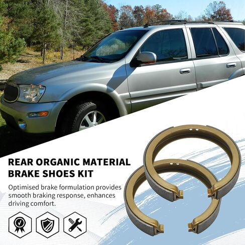 781PG 781B Rear Organic Material Brake Shoes Kit, Replacement for Buick Rainier 2004-2007 Replacement for Cadillac Deville 2000-2005, Replaces 111.07810 in Saudi Arabia