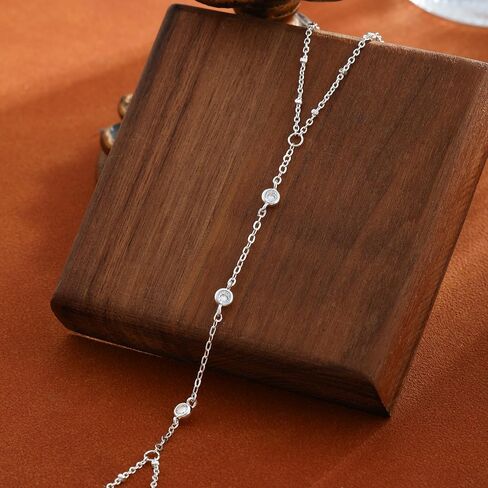 Hand Chain Bracelet for Women,Dainty 14K Gold/Silver Plated Finger Ring Chain Bracelet Cubic Zirconia Satellite Beads Hand Jewelry Body Trendy Jewelry Waterproof Gifts for Her in Kuwait