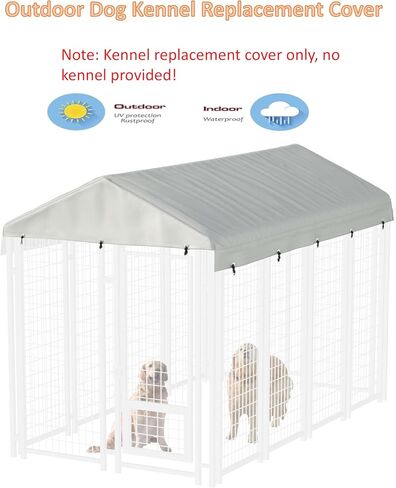 8' x 4' Dog Kennel Cover 600D Heavy Duty Waterproof Replaceable Dog Kennel Top Cover - Gray (Top Cover Included Only) in Kuwait