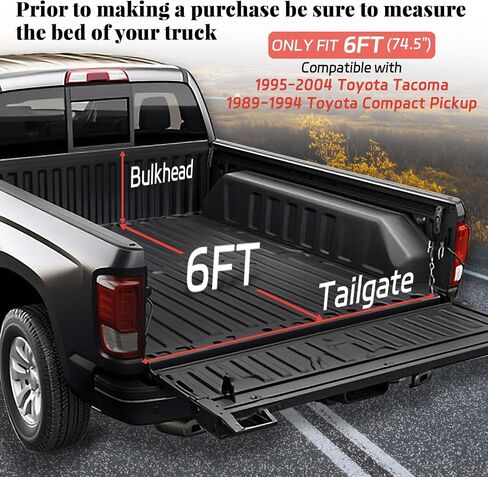 Soft Roll Up Truck Bed Tonneau Cover Compatible with 2005-2015 Toyota Tacoma, Fleetside 5ft(60.3") Bed with Deck Rail System (Excl. Trail Edition) in Kuwait