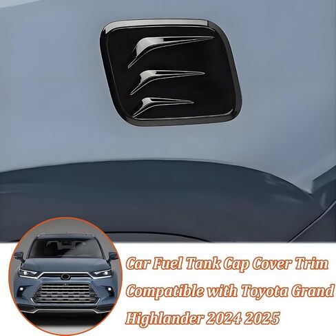 Car Fuel Tank Cap Cover Trim Compatible with Toyota Grand Highlander 2024 2025,Black ABS Gas Tank Cap Fuel Filler Door Cover Trim Exterior Accessories 1PCS (Glossy Black) in Kuwait