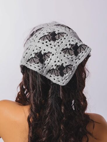 Sacina Gothic Emo Grunge Bat Crocket Bandana accessories ، وشاح رأس الكروشيه ، إكسسوارات الشعر القوطية الهالوين in Saudi Arabia