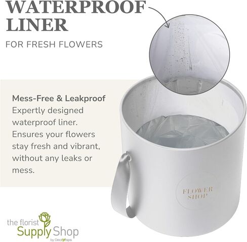 4 Flower Bouquet Hat Boxes | 2 Per Size Round Floral Arrangement Vase | Satin Ribbon Handle & Waterproof Liner | Gift Box for Flowers with Lids | White in Kuwait