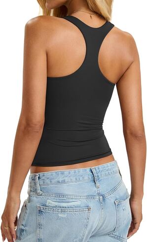 تتصدر دبابات Racerback المبطنة للسيدات بنيت مصممة مزدوجة في صدرية Cami قمم القمصان الأساسية المليئة بالخروج من قمم الخروج من قمم الخروج in Kuwait