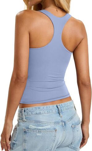 تتصدر دبابات Racerback المبطنة للسيدات بنيت مصممة مزدوجة في صدرية Cami قمم القمصان الأساسية المليئة بالخروج من قمم الخروج من قمم الخروج in Kuwait
