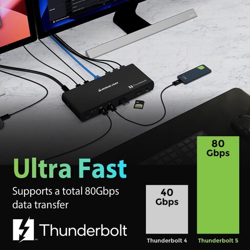 IOGEAR Quantum Thunderbolt 4 Mini Dock, Single 8K / Dual 4K Display, Up to 3 USB-C or Thunderbolt 4 Devices, 40 Gbps (Win 10, 11 / Mac M2 Pro M3 Pro) GTD4MHTAA in Kuwait