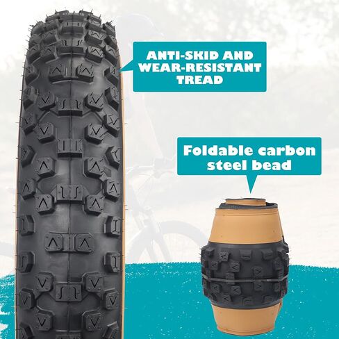 2 Pack Fat Tire for Ebike Mountain Bike Heavy Duty High-Performance Wear-Resistant E-Bike Mountain Snow Bike Tire 20" x 4"，Black，2 Tires 2 Tubes 2 levers in Kuwait