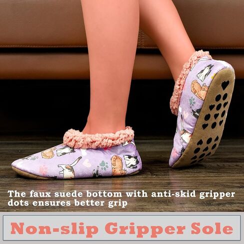 النعال للنساء الداخليين غير المنقوشين ، جوارب شبطة غامضة مع قبضة ، أحذية منزل دافئة في فصل الشتاء ، هدايا مريحة للنساء in Kuwait
