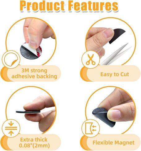 36Pack, (Diameter 0.8" x 0.08" Thick) Circle Magnets Dots Peel and Stick, Precut Round Magnetic Tapes with Adhesive Backing, Circle Flexible Magnets for DIY, Art Projects, whiteboards & Fridge in Saudi Arabia