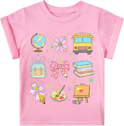 Girls' School Days Short Sleeve Shirts Graphic T-Shirts Size 5-8 in Kuwait