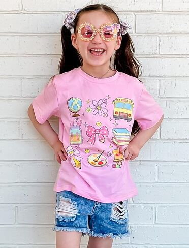 Girls' School Days Short Sleeve Shirts Graphic T-Shirts Size 5-8 in Kuwait