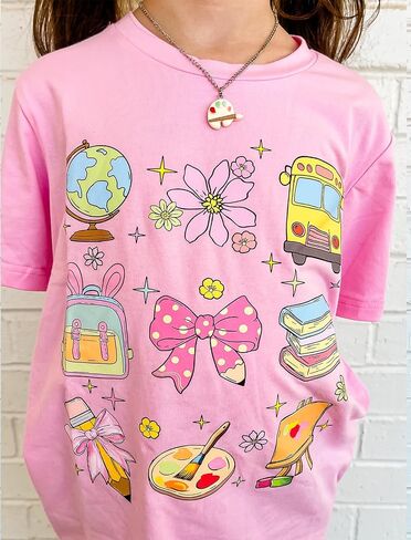 Girls' School Days Short Sleeve Shirts Graphic T-Shirts Size 5-8 in Kuwait