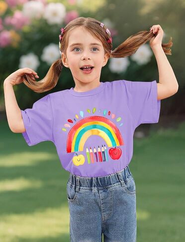 Girls' School Days Short Sleeve Shirts Graphic T-Shirts Size 5-8 in Kuwait