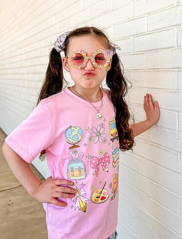 Girls' School Days Short Sleeve Shirts Graphic T-Shirts Size 5-8 in Kuwait