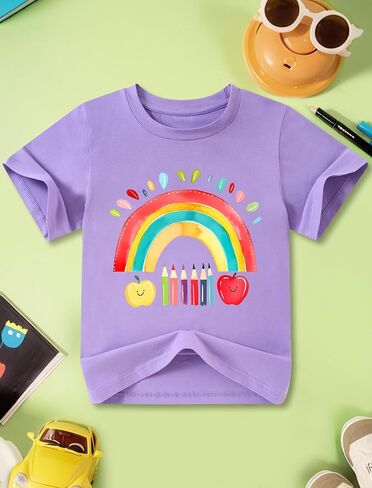 Girls' School Days Short Sleeve Shirts Graphic T-Shirts Size 5-8 in Kuwait