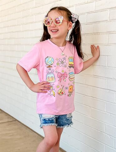 Girls' School Days Short Sleeve Shirts Graphic T-Shirts Size 5-8 in Kuwait