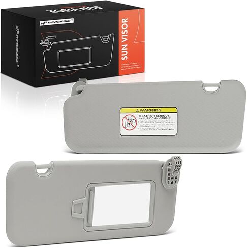 A-Premium Driver & Passenger Sun Visor Compatible with Hyundai Elantra 2016 2017 2018 2019 - with Vanity Mirror, Gray Color - Replaces 85220F0100TTX, 85210F0100TTX in Saudi Arabia