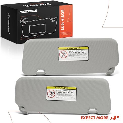 A-Premium Driver & Passenger Sun Visor Compatible with Hyundai Elantra 2016 2017 2018 2019 - with Vanity Mirror, Gray Color - Replaces 85220F0100TTX, 85210F0100TTX in Saudi Arabia