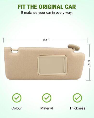 SCITOO Right Passenger Side Beige Sun Visor Assembly fit for 2005-2014 for Toyota Tacoma Windshield Visor Without Sunroof in Saudi Arabia