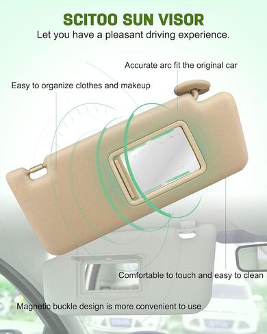 SCITOO Right Passenger Side Beige Sun Visor Assembly fit for 2005-2014 for Toyota Tacoma Windshield Visor Without Sunroof in Saudi Arabia