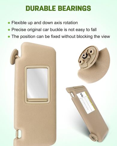 SCITOO Right Passenger Side Beige Sun Visor Assembly fit for 2005-2014 for Toyota Tacoma Windshield Visor Without Sunroof in Saudi Arabia